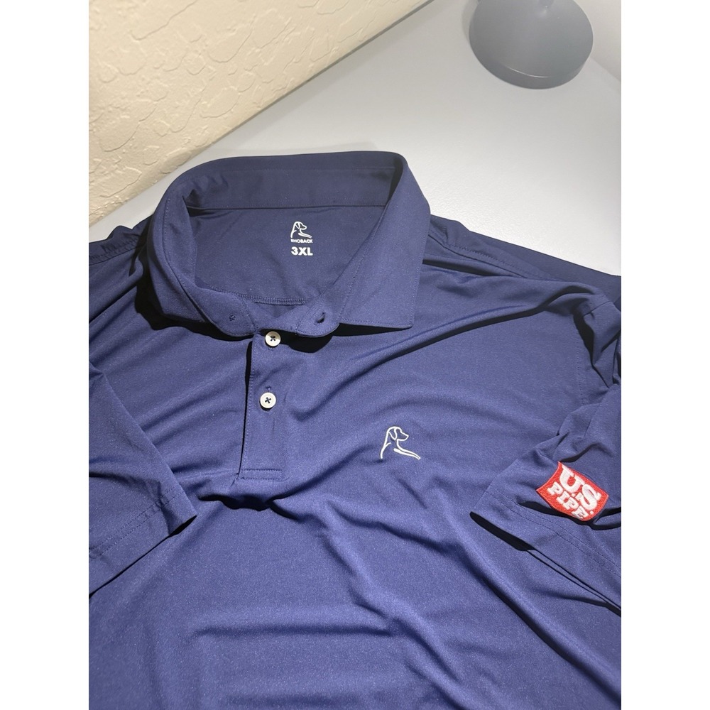 Rhoback Men's Performance Golf Polo 3XL Solid Navy Blue Short Sleeve with Logo